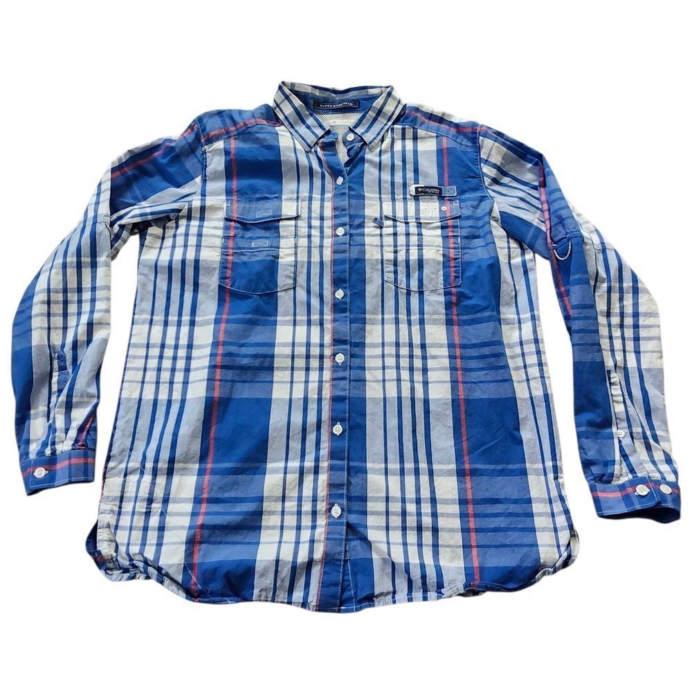 Columbia Blue Men's Super Bonehead Fishing Shirt. Sz. L